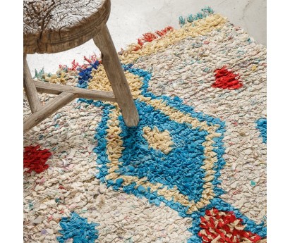 Petit tapis en laine Boucherouite coloré réversible n°33