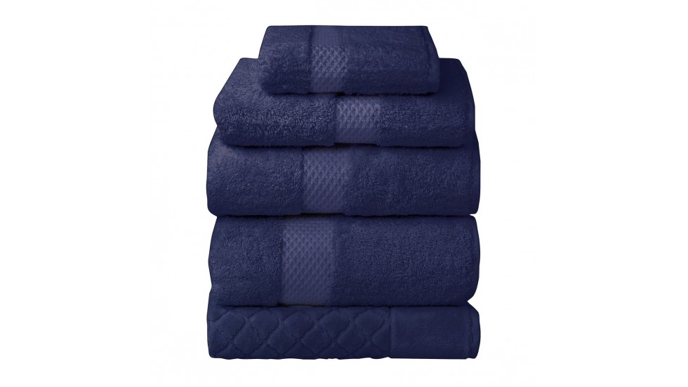 Lot de 9 serviettes de bain en coton bleu marine ATIU 